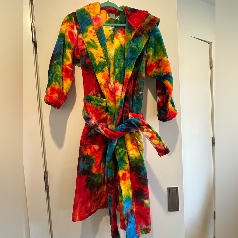 Vibrant Tie-Dye Bathrobe w/ Hood